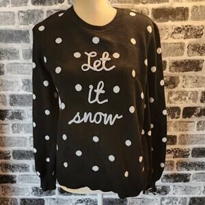 Marled Women's Christmas Holiday Polka Dot Let it Snow Cozy Sweater Medium